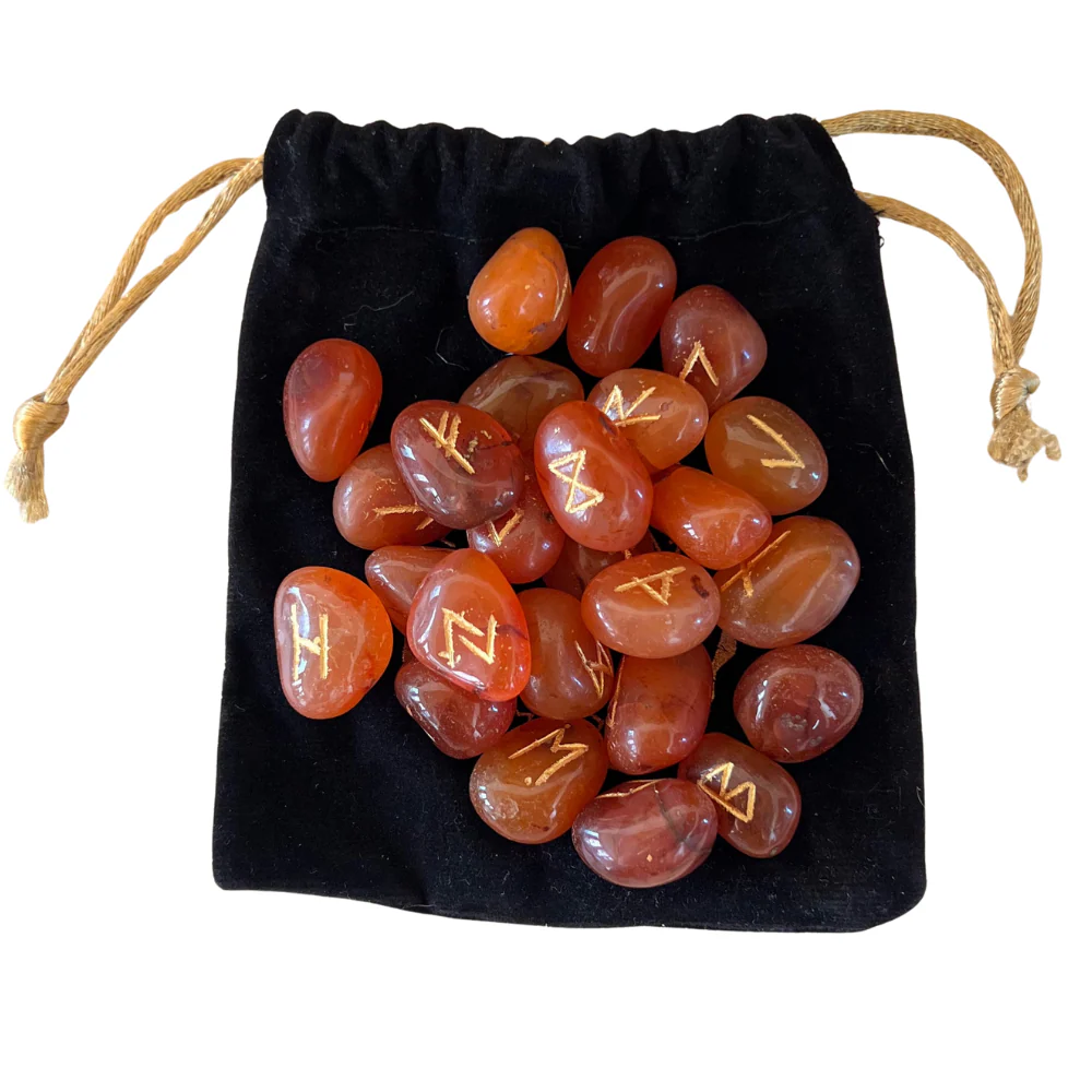 (image for) Orange Carnelian Runes with Pouch