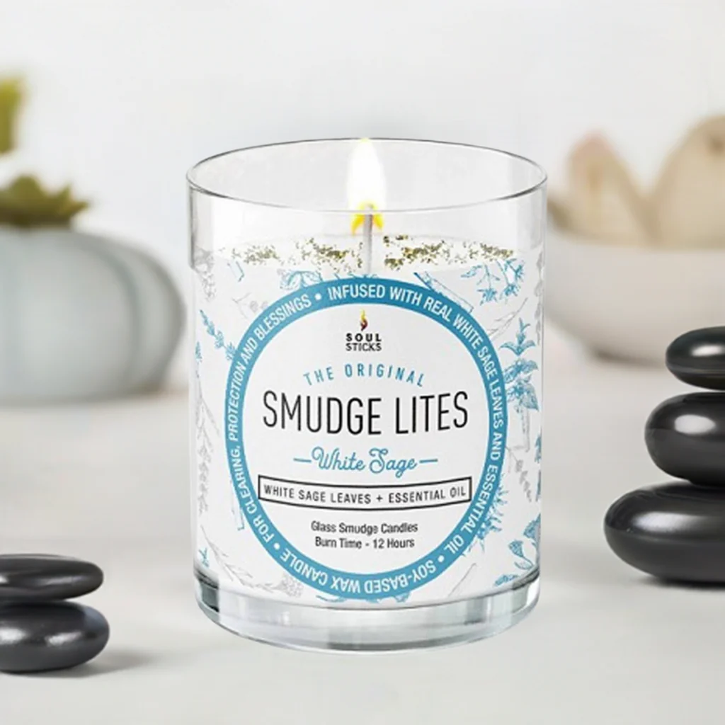 (image for) White Sage Smudge Lites Soy Glass Votive Candle